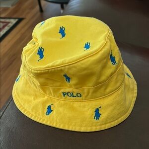Ralph Lauren Yellow Bucket Hat with Blue Logo